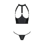 Комплект білизни з відкритими грудьми Passion GENEVIA SET WITH OPEN BRA S/M blac
