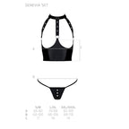 Комплект білизни з відкритими грудьми Passion GENEVIA SET WITH OPEN BRA S/M blac