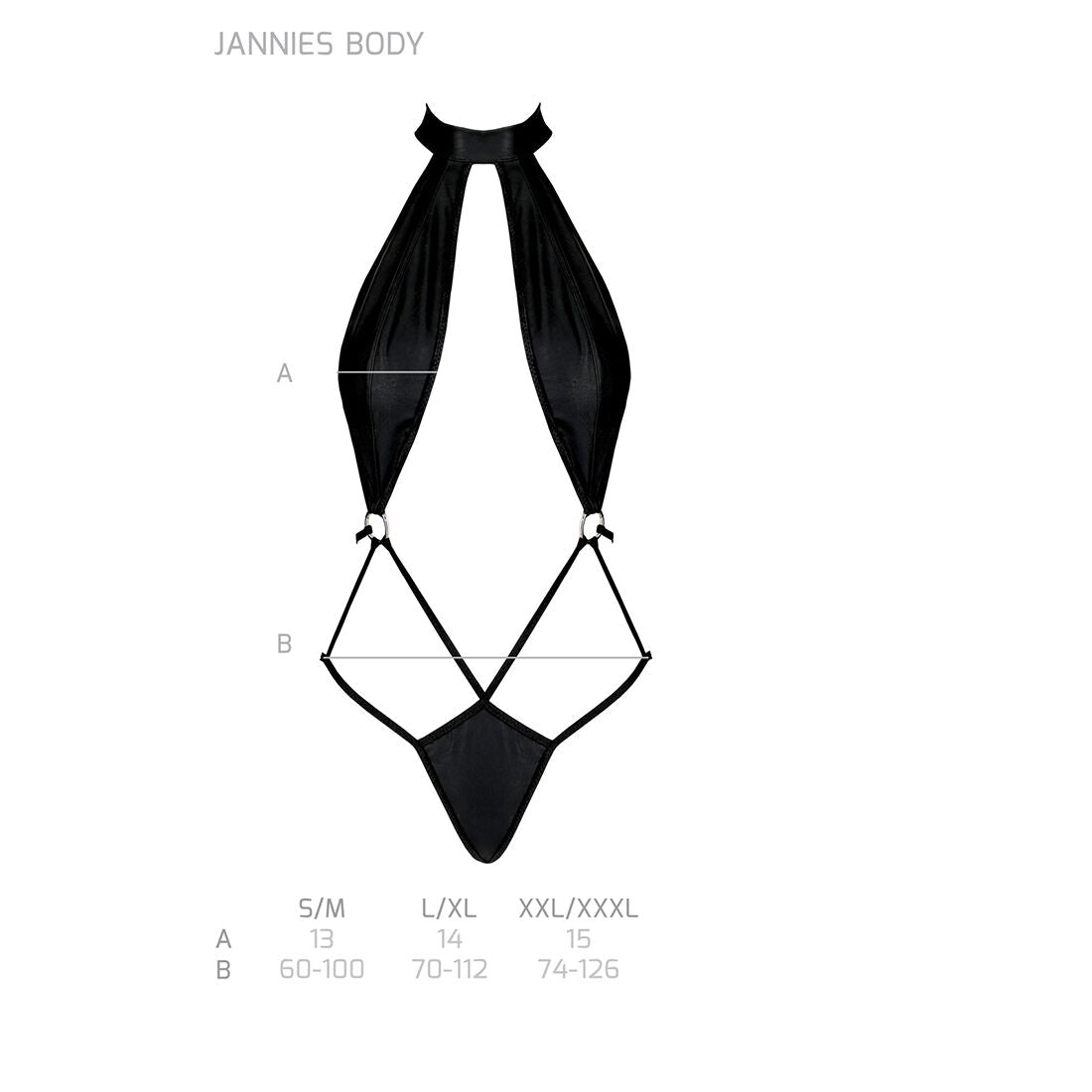 Passion (Польща) Боді-халтер з екошкіри Passion JANNIES BODY L/XL black