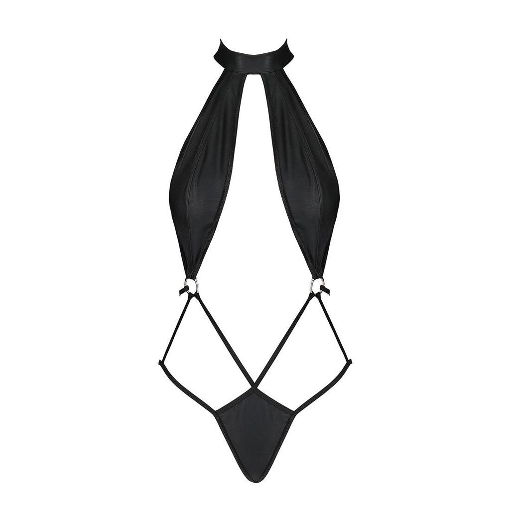 Passion (Польща) Боді-халтер з екошкіри Passion JANNIES BODY L/XL black