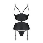 Корсет з відкритими грудьми Passion JANNIES CORSET, стрінги в наборі