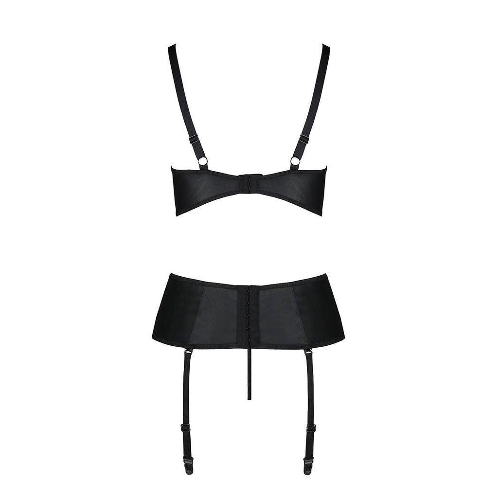 Корсет з відкритими грудьми Passion JANNIES CORSET XXL/XXXL black, стрінги в наб
