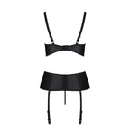 Корсет з відкритими грудьми Passion JANNIES CORSET XXL/XXXL black, стрінги в наб