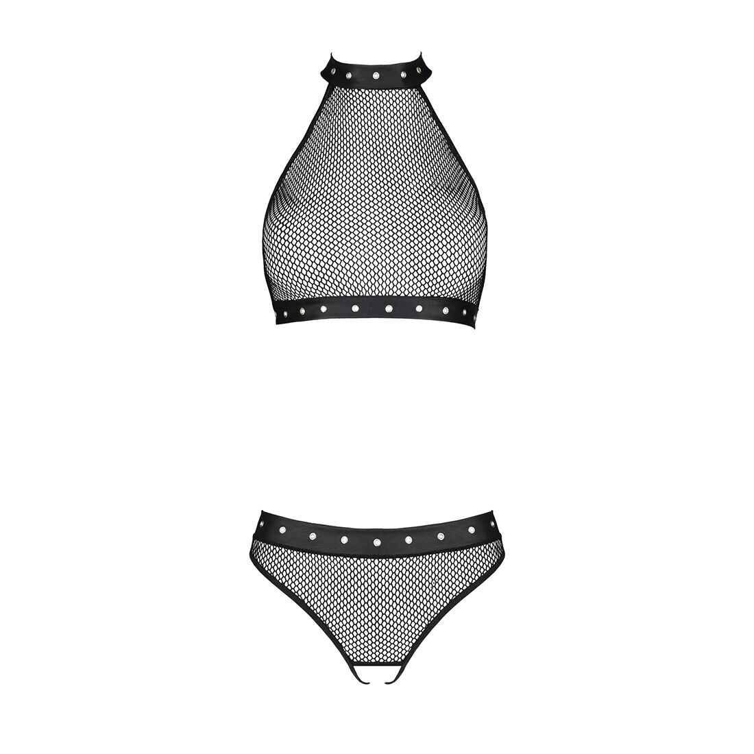 Passion (Польща) Білизна з відкритим доступом Passion MOONLIGHT SET L/XL black топ, стрінги