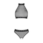Білизна з відкритим доступом Passion MOONLIGHT SET L/XL black топ, стрінги