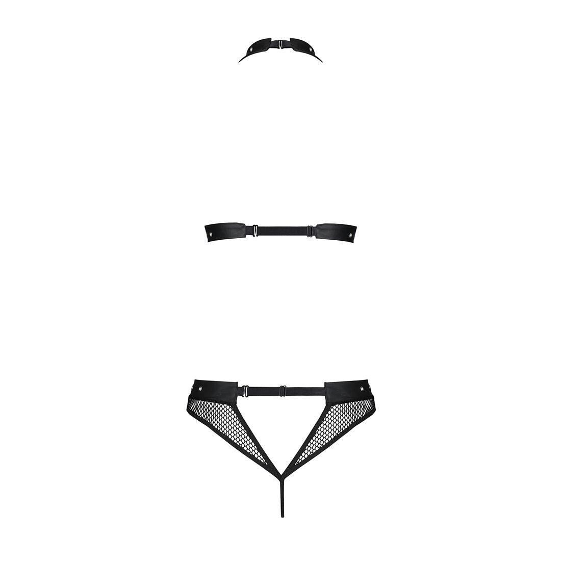 Passion (Польща) Білизна з відкритим доступом Passion MOONLIGHT SET L/XL black топ, стрінги