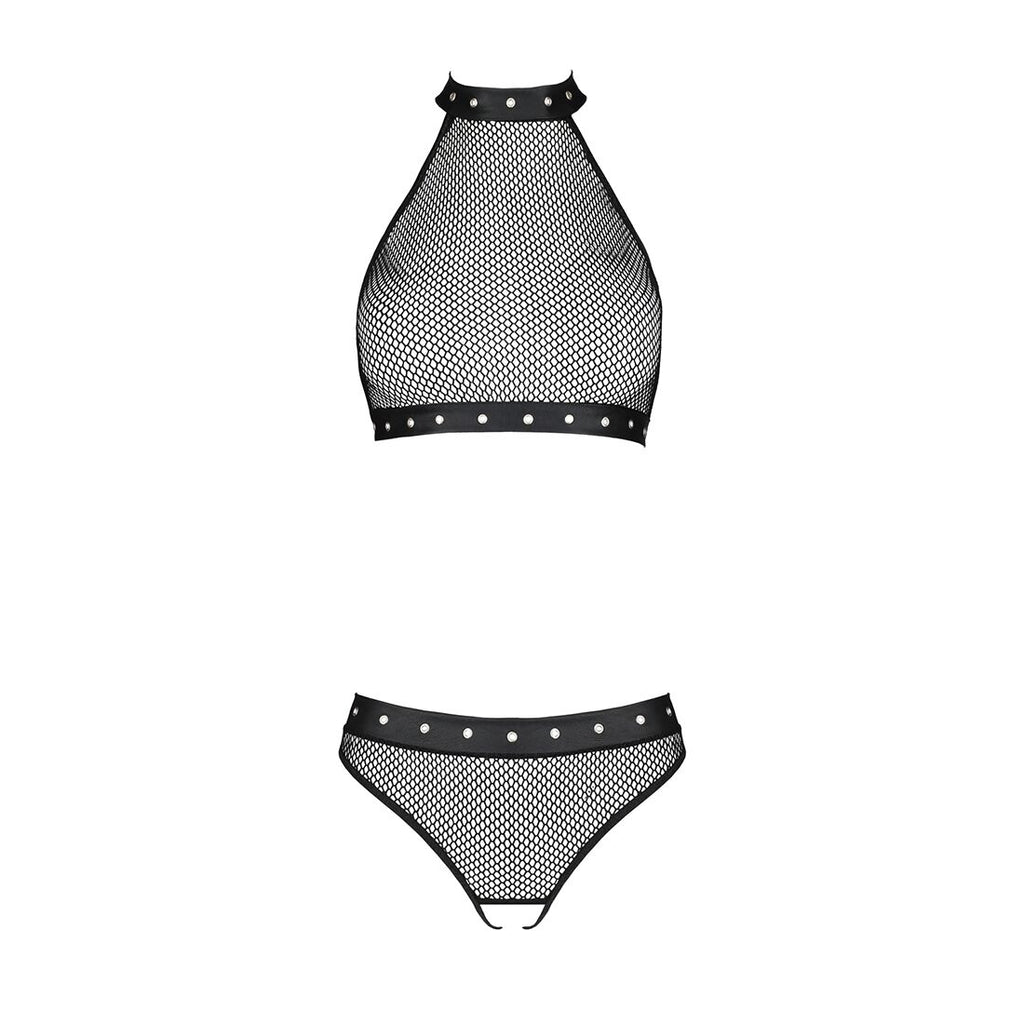Passion (Польща) Білизна з відкритим доступом Passion MOONLIGHT SET XXL/XXXL black, топ, стрінги