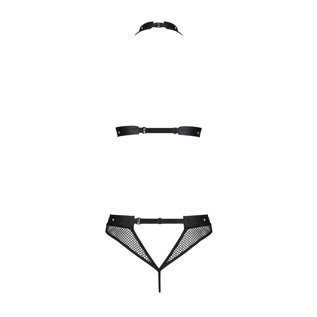 Passion (Польща) Білизна з відкритим доступом Passion MOONLIGHT SET XXL/XXXL black, топ, стрінги