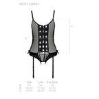 Корсет зі шнурівкою Passion NESSY CORSET, стрінги з відкритим доступом, пажі для панчіх