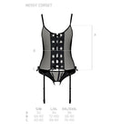 Корсет зі шнурівкою Passion NESSY CORSET S/M black, стрінги з відкритим доступом