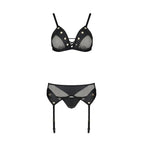 Комплект білизни Passion NESSY SET, бюстгальтер, пояс для панчіх, стрінги