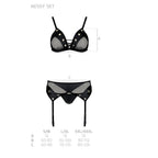 Комплект білизни Passion NESSY SET XXL/XXXL black, бюстгальтер, пояс для панчіх,