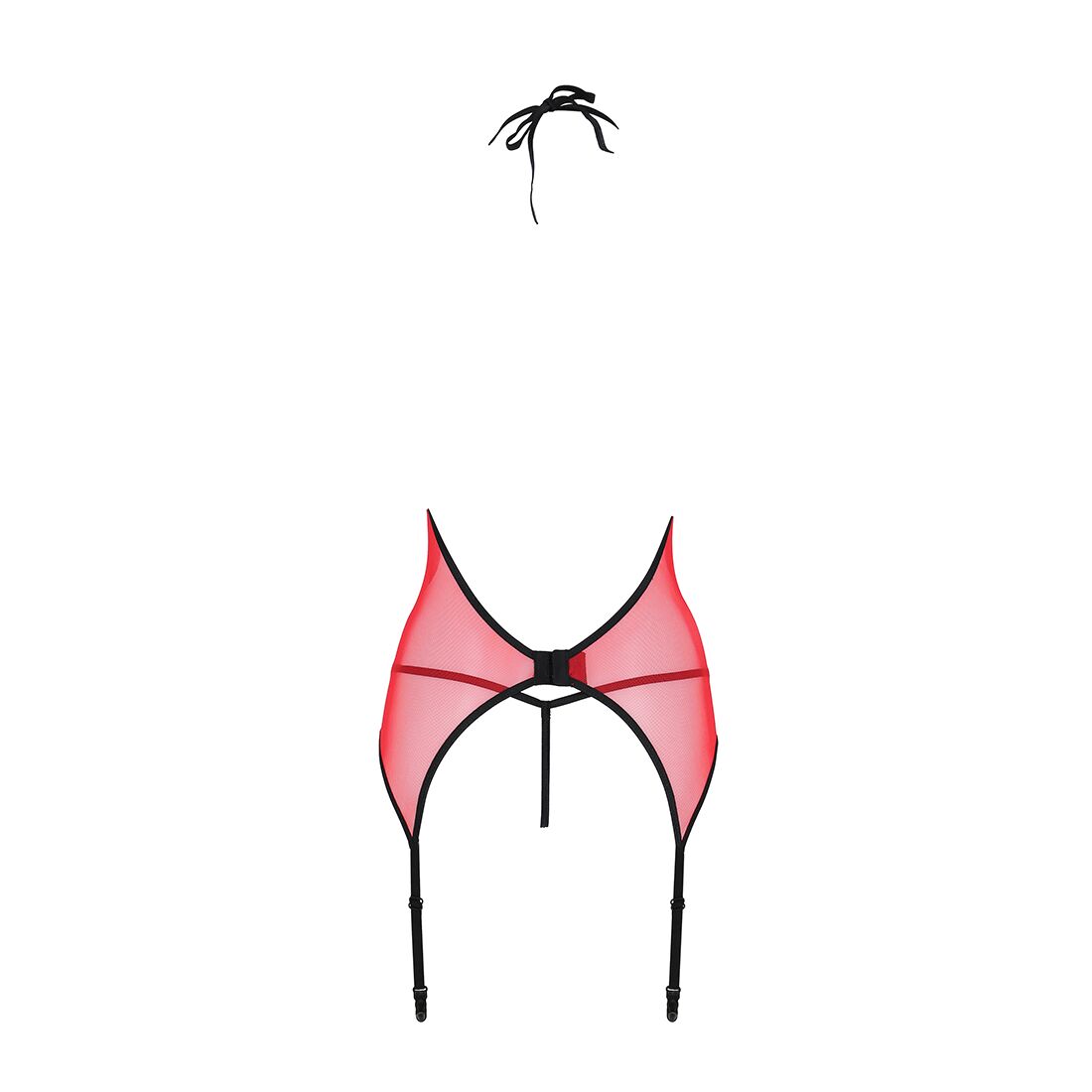 Passion (Польща) Корсет з пажами для панчіх Passion PEONIA CORSET L/XL red, стрінги