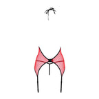 Корсет з пажами для панчіх Passion PEONIA CORSET S/M red, стрінги