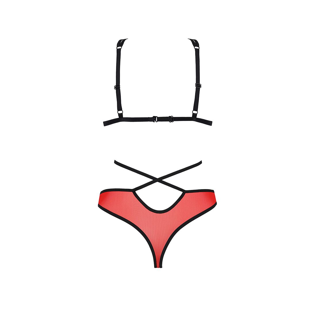 Passion (Польща) Комплект білизни Passion PEONIA SET L/XL red, бра, трусики