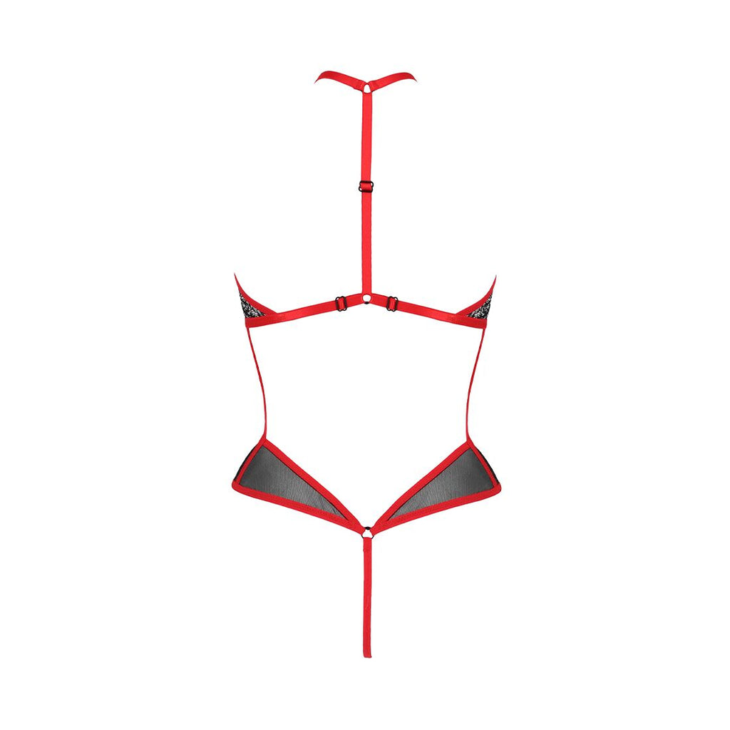 Passion (Польща) Сітчасте боді з мереживом на грудях Passion SATARA BODY XXL/XXXL red