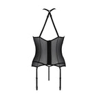 Корсет з пажами Passion SATARA CORSET L/XL black, стрінги, мереживо, застібки сп