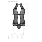 Корсет з пажами Passion SATARA CORSET L/XL red, стрінги, мереживо, застібки спер
