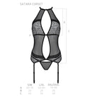 Корсет з пажами Passion SATARA CORSET, стрінги, мереживо, застібки спереду та ззаду