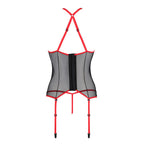 Корсет з пажами Passion SATARA CORSET, стрінги, мереживо, застібки спереду та ззаду