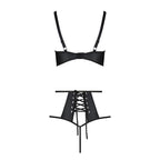 Комплект білизни Passion TASMINA SET L/XL black, ліф, високі трусики з корсетом 