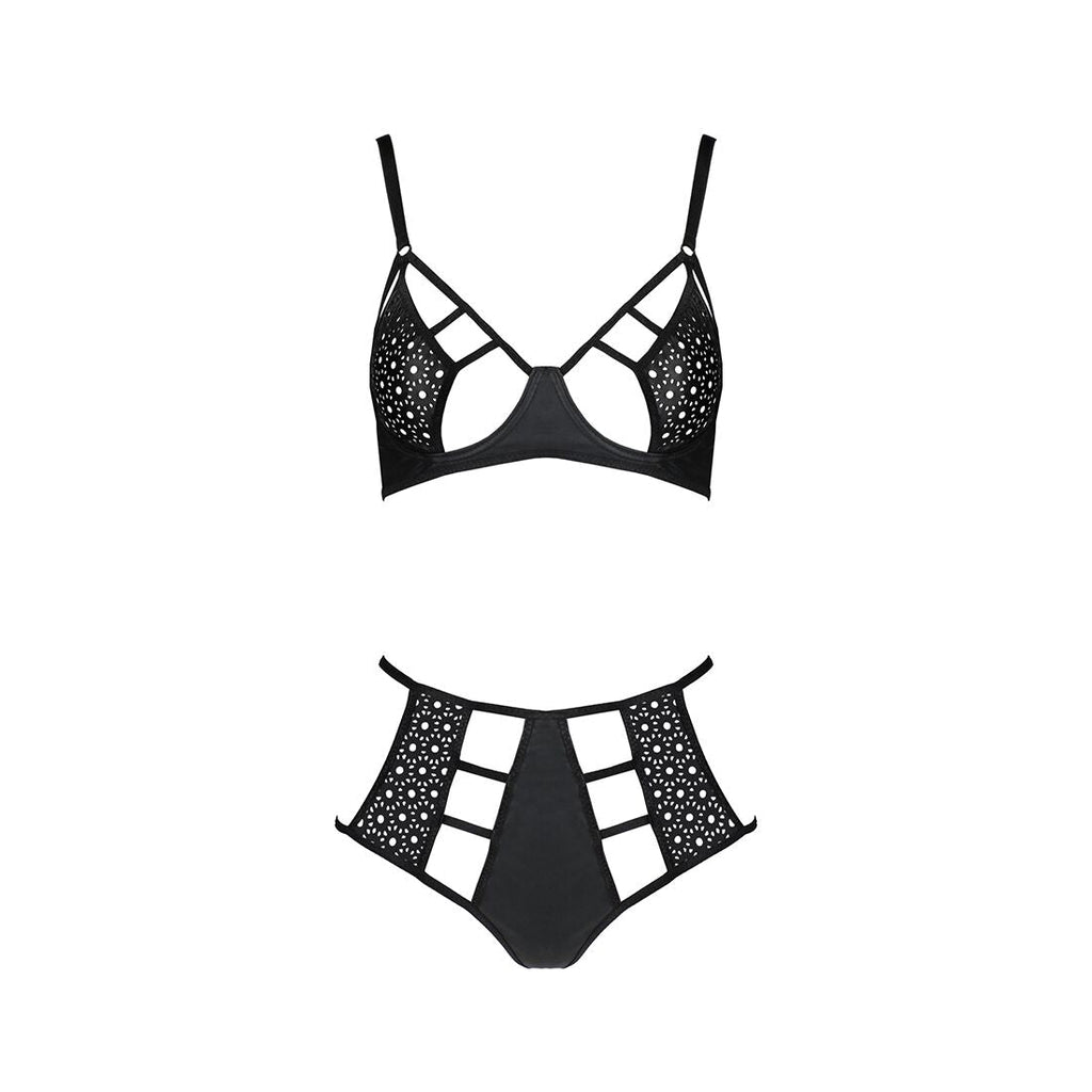 Комплект білизни Passion TASMINA SET XXL/XXXL black, ліф, високі трусики з корсе