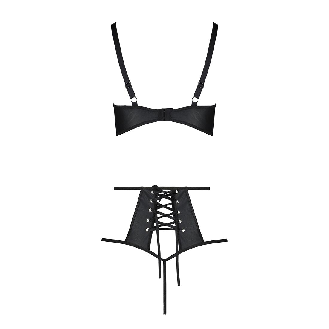 Passion (Польща) Комплект білизни Passion TASMINA SET XXL/XXXL black, ліф, високі трусики з корсетом ззаду