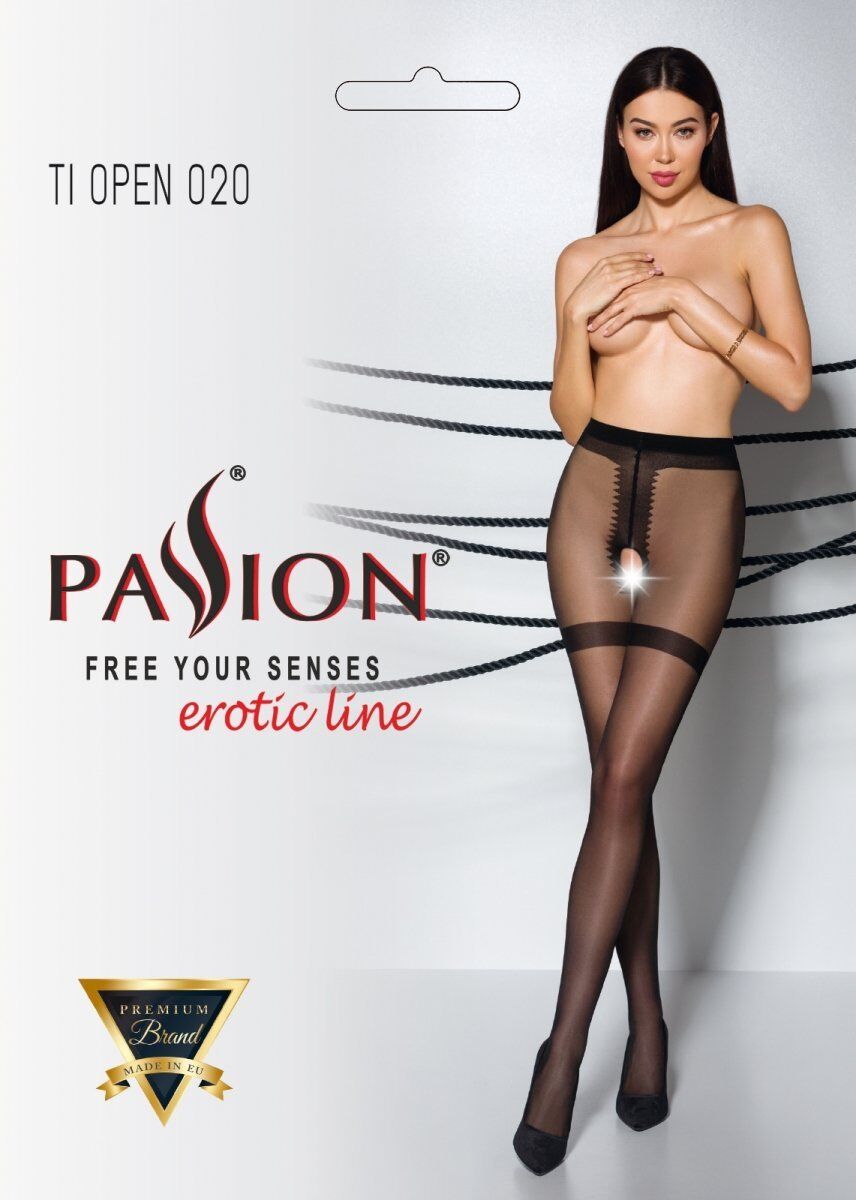 Passion (Польща) Колготки з відкритим доступом, імітація панчіх Passion TIOPEN 020 black 3/4 (20 den)
