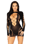 Leg Avenue (США) Безшовна мінісукня Leg Avenue Long sleeve cut out mini dress One size Black