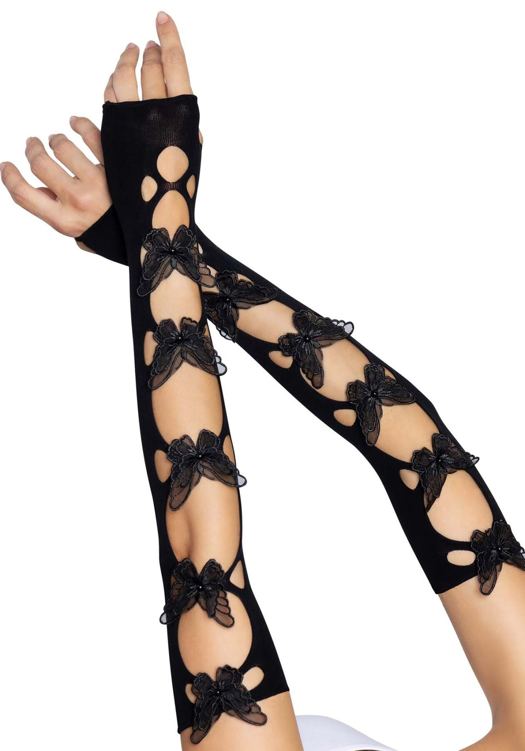 Leg Avenue (США) Мітенки Leg Avenue Butterfly applique arm warmers Black, метелики