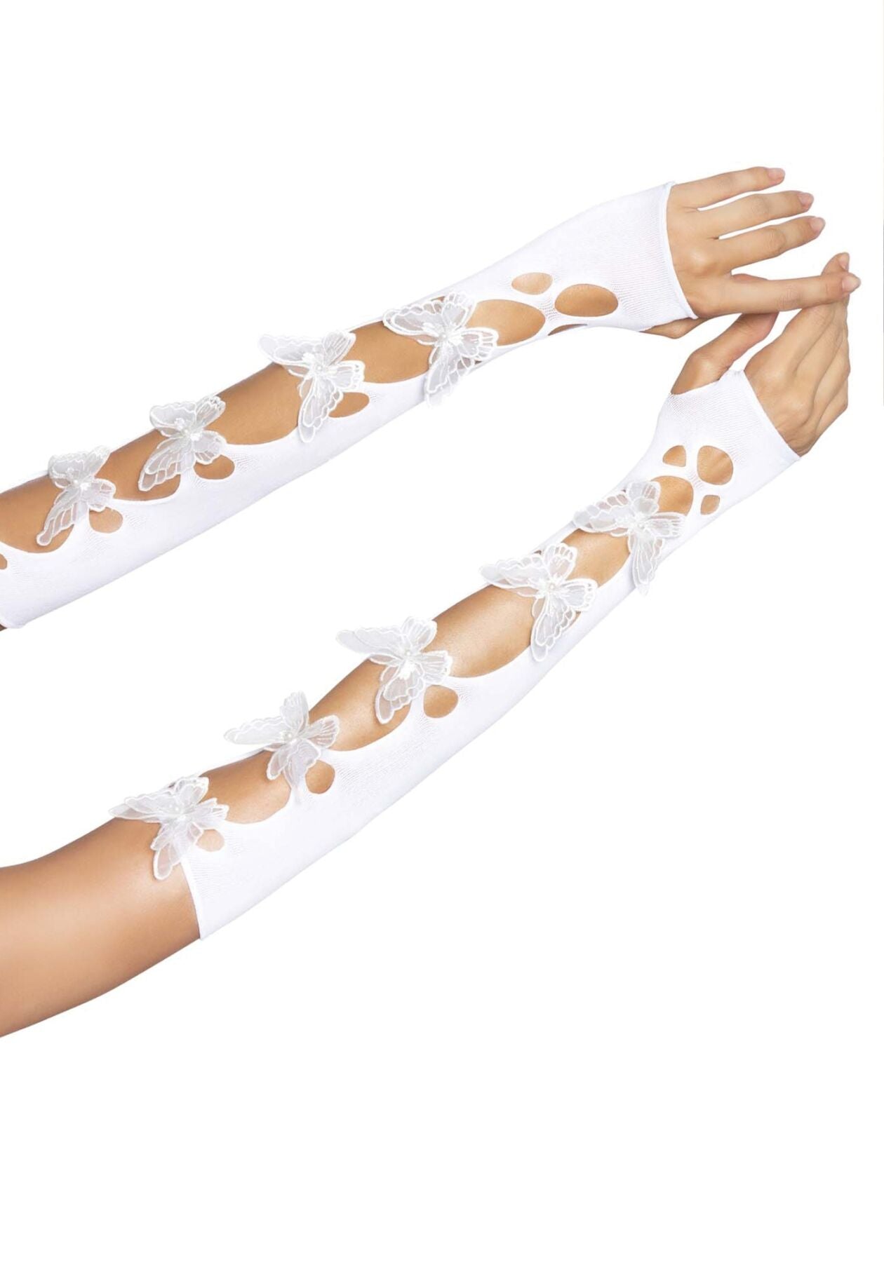 Leg Avenue (США) Мітенки Leg Avenue Butterfly applique arm warmers White, метелики