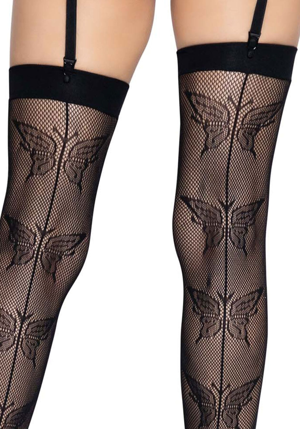 Leg Avenue (США) Панчохи-сітка зі швом ззаду Leg Avenue Butterfly back seam this highs One size Black