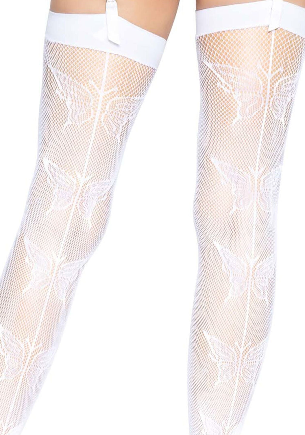 Leg Avenue (США) Панчохи-сітка зі швом ззаду Leg Avenue Butterfly back seam thigh highs One size White
