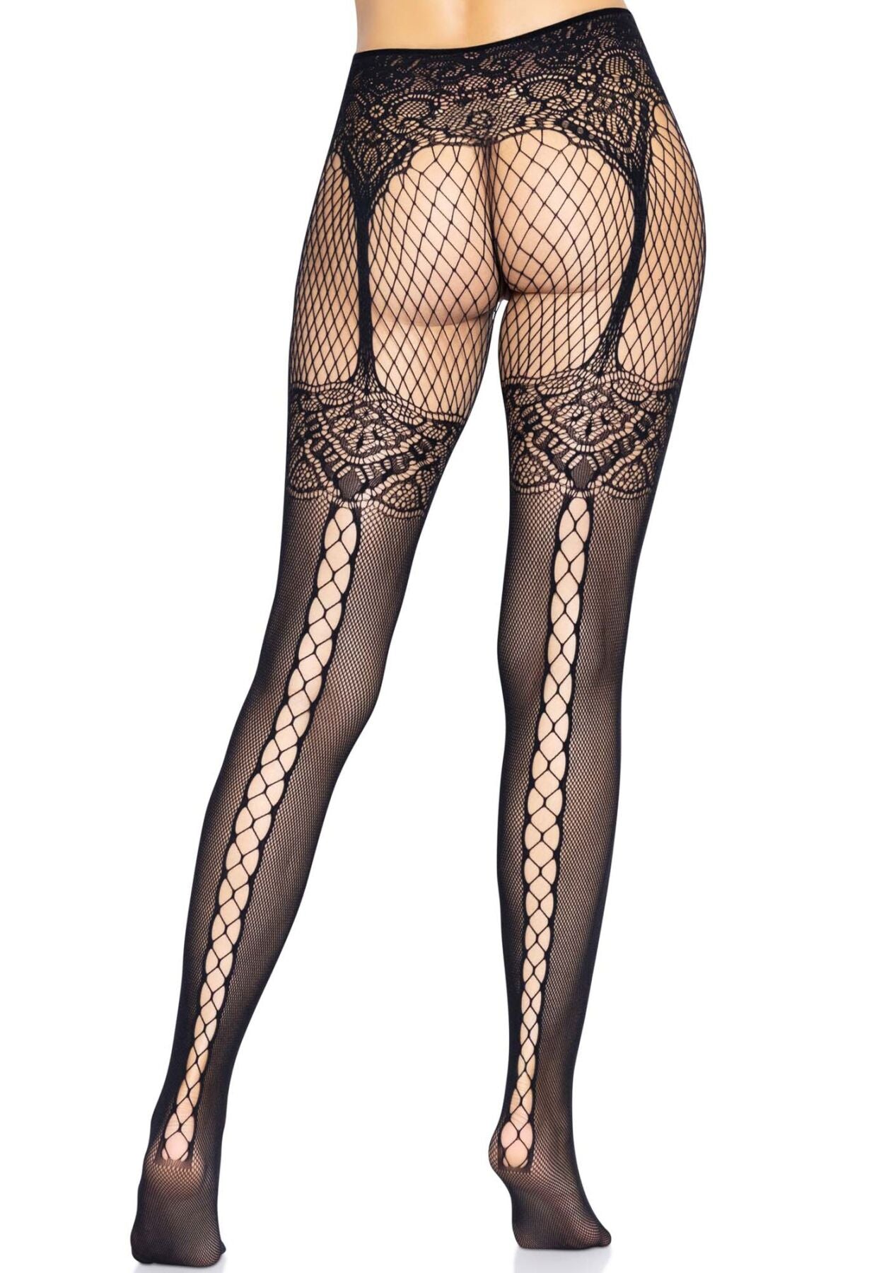 Leg Avenue (США) Колготки Leg Avenue Fishnet tights with back seam One size Black, задній шов, мереживо, сітка