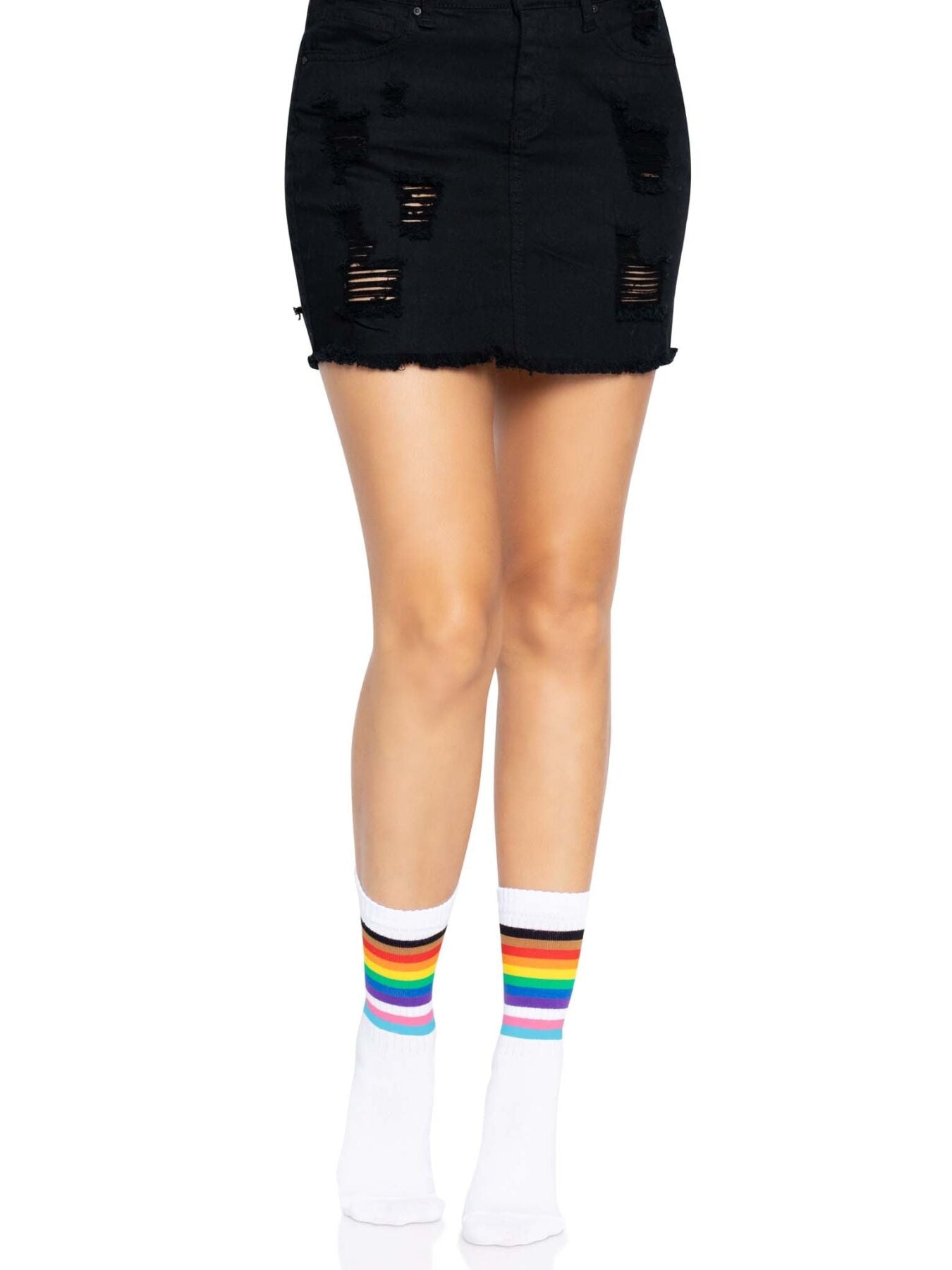 Leg Avenue (США) Шкарпетки жіночі в смужку Leg Avenue Pride crew socks Rainbow, 37–43 розмір