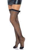 Leg Avenue (США) Панчохи-сітка зі швом ззаду Leg Avenue Bow back seam thigh highs One size Black, атласний бант
