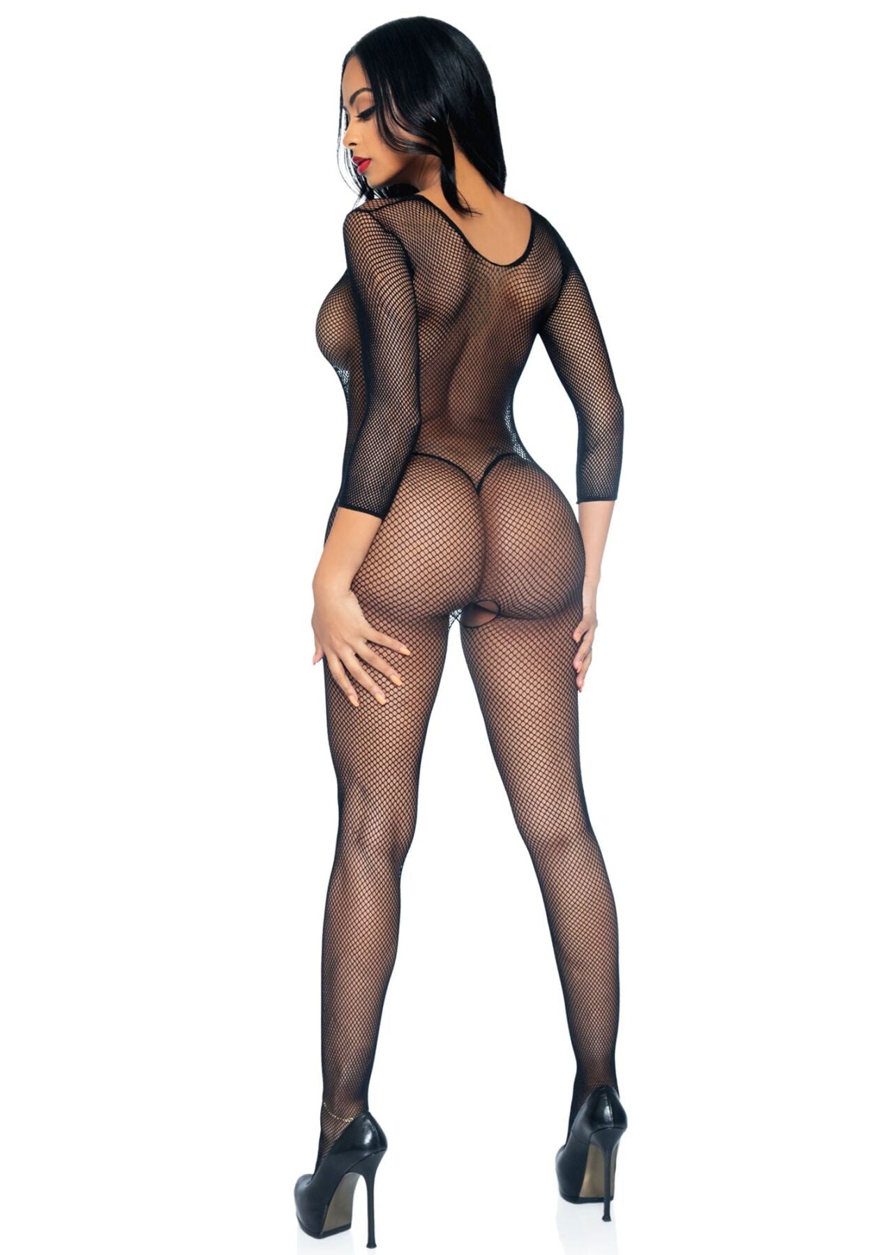 Leg Avenue (США) Бодістокінг Leg Avenue V Front Bodystocking One size Black, дрібна сітка, доступ