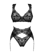 Комплект білизни Obsessive Donna Dream 3-pcs set M/L Black, бюстгальтер, стрінги