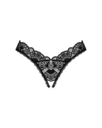 Мереживні стрінги Obsessive Donna Dream crotchless thong XS/S Black, відкритий д
