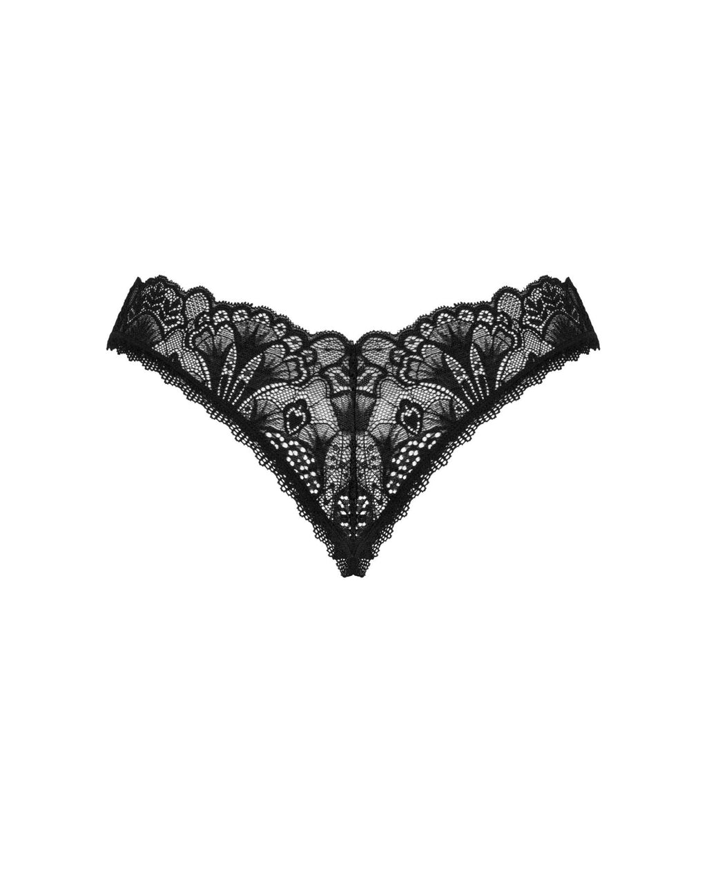 Мереживні стрінги Obsessive Donna Dream crotchless thong XS/S Black, відкритий д