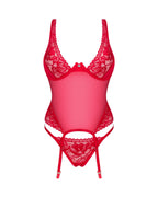 Прозорий корсет Obsessive Lacelove corset, мереживо, підв’язки для панчіх