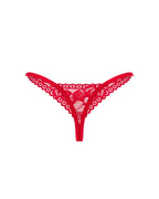 Мереживні стрінги Obsessive Lacelove thong XL/2XL Red, низька посадка