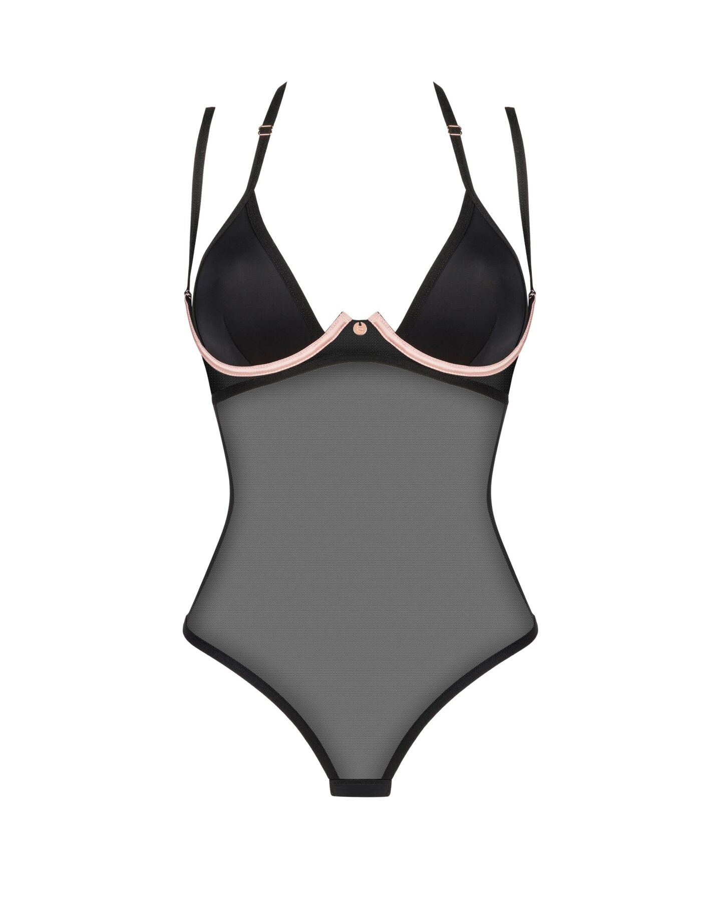Obsessive (Польща) Прозоре боді Obsessive Selinne teddy XS/S Black, дрібна сітка, подвійні бретелі