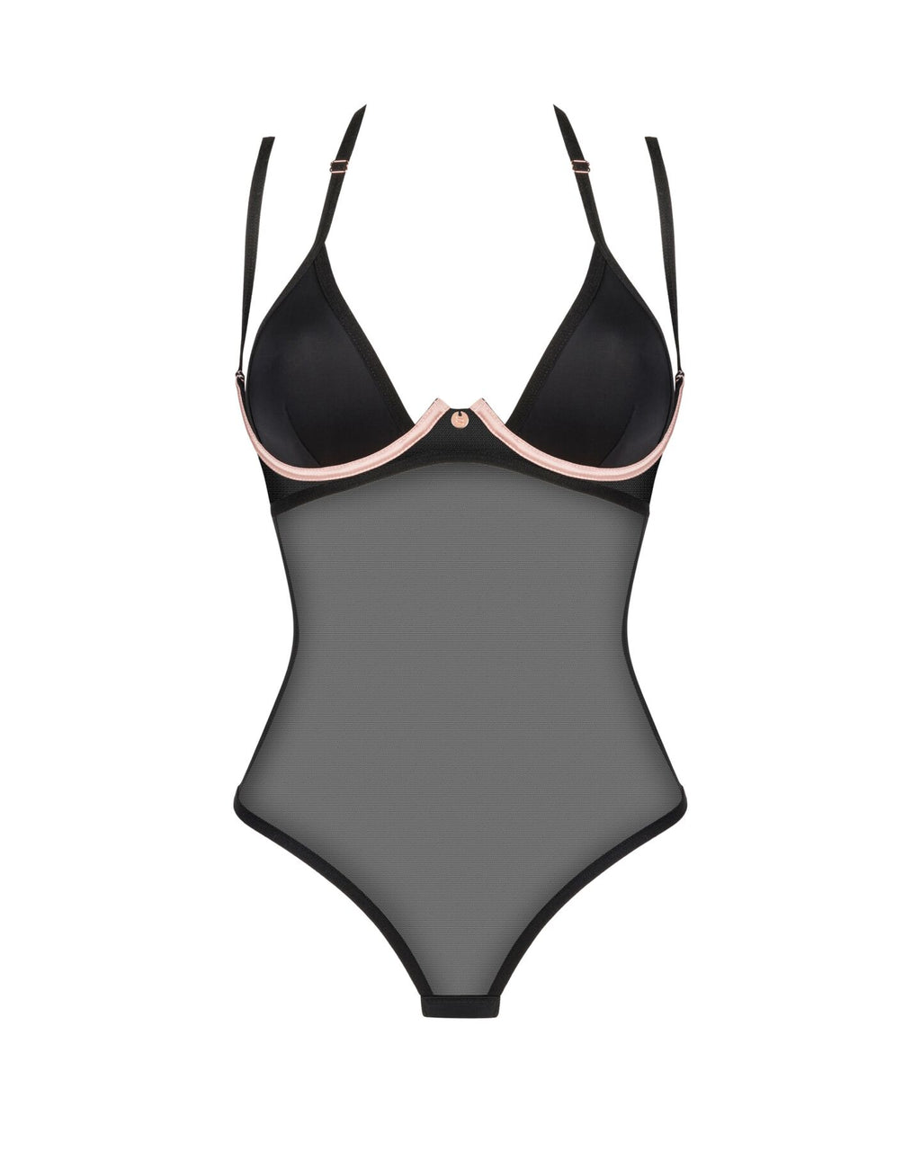 Obsessive (Польща) Прозоре боді Obsessive Selinne teddy M/L Black, дрібна сітка, подвійні бретелі