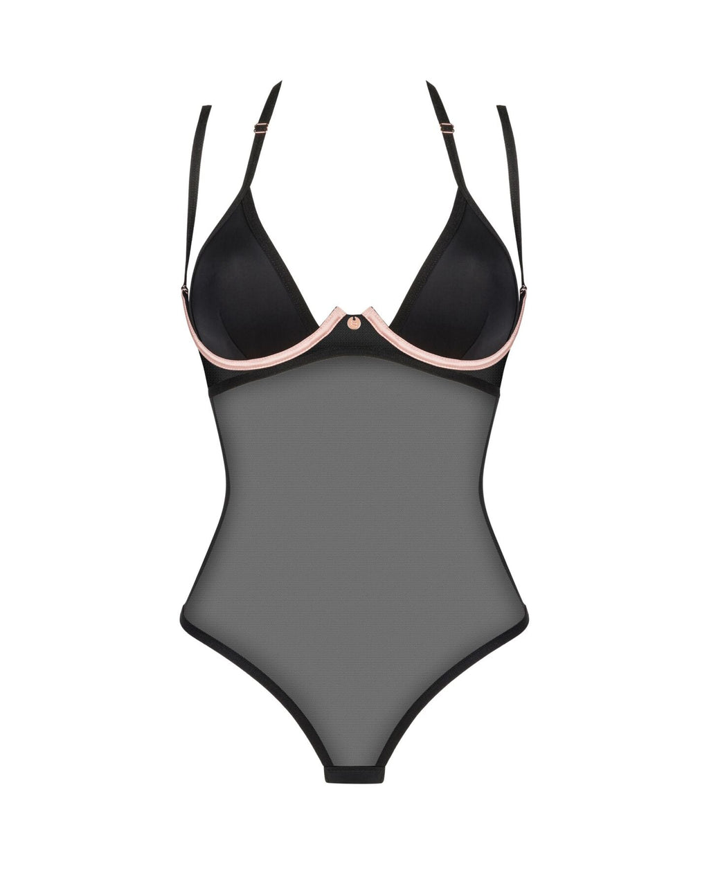 Прозоре боді Obsessive Selinne teddy M/L Black, дрібна сітка, подвійні бретелі