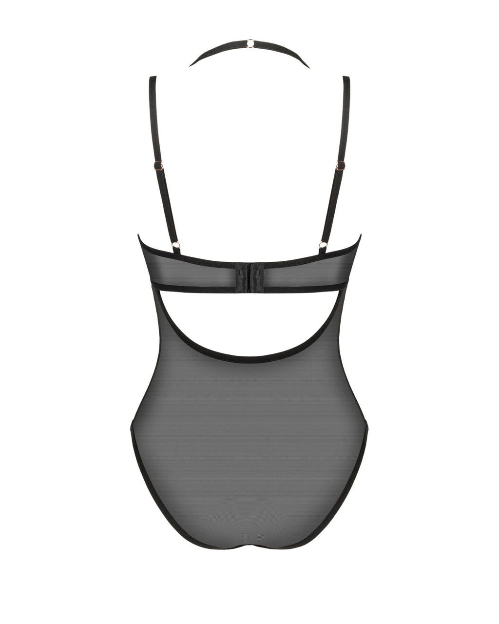 Прозоре боді Obsessive Selinne teddy M/L Black, дрібна сітка, подвійні бретелі