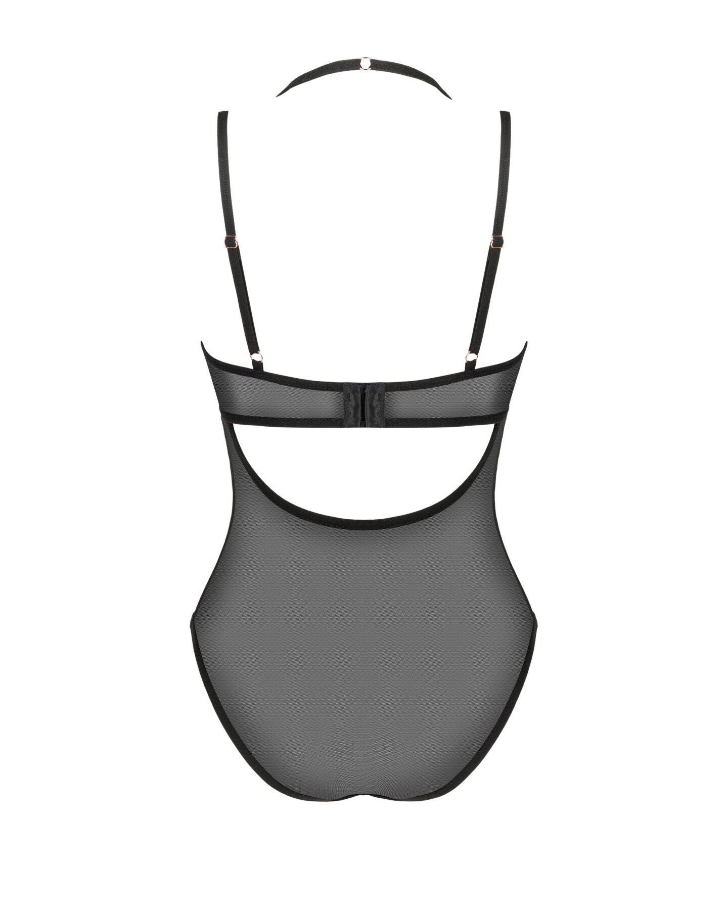 Obsessive (Польща) Прозоре боді Obsessive Selinne teddy XL/2XL Black, дрібна сітка, подвійні бретелі