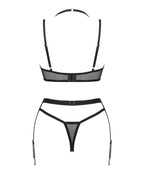 Комплект білизни Obsessive Selinne 3-pcs set, бюстгальтер, стрінги пояс для панчіх