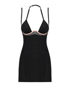 Сорочка Obsessive Selinne chemise & thong XS/S Black, стрінги, подвійні бретелі