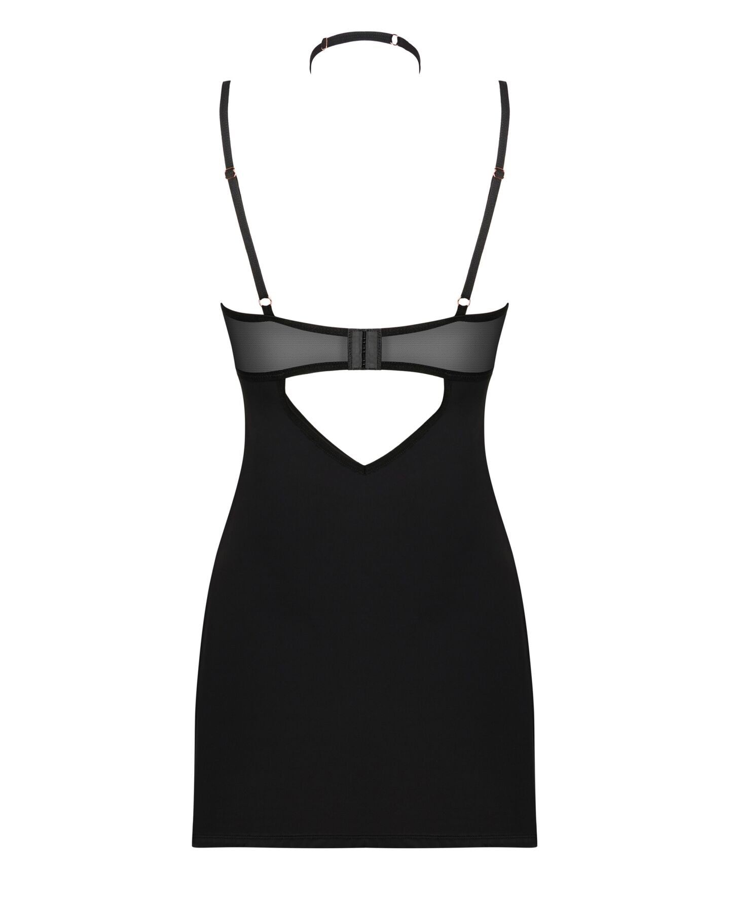 Obsessive (Польща) Сорочка Obsessive Selinne chemise & thong M/L Black, стрінги, подвійні бретелі